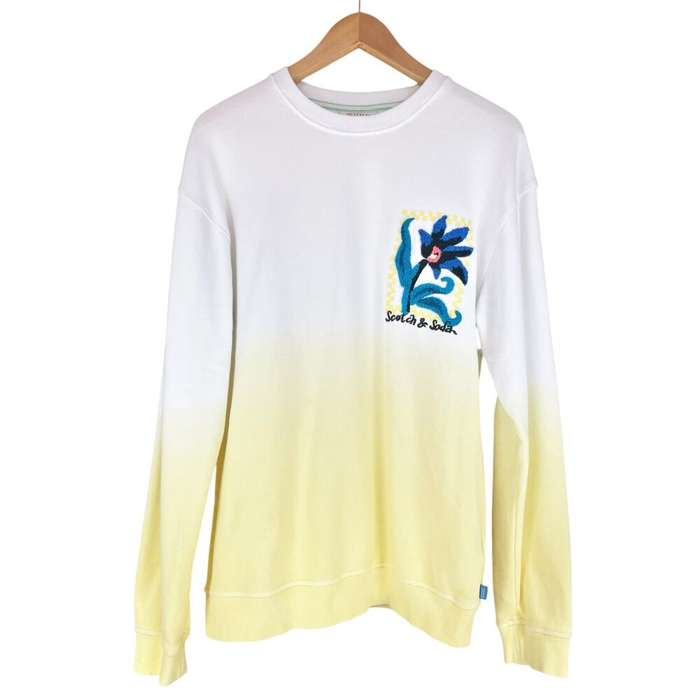 SCOTCH & SODA Daffodil Frame Crewneck Sweatshirt Yellow Ombre French Terry Sz S